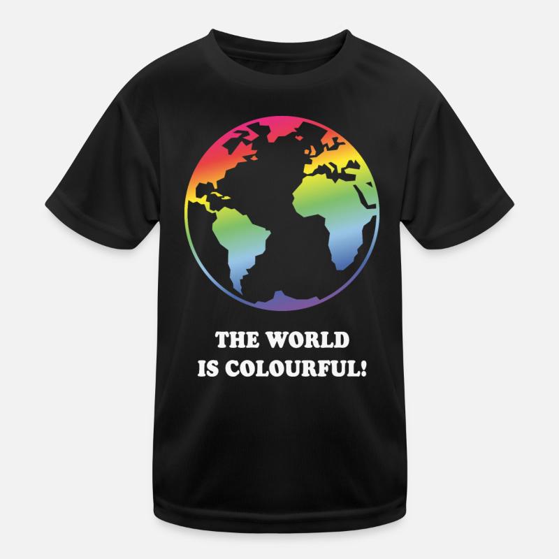 Die Welt ist bunt! (Erde / Regenbogenfarben) Kinder Funktions-T-Shirt