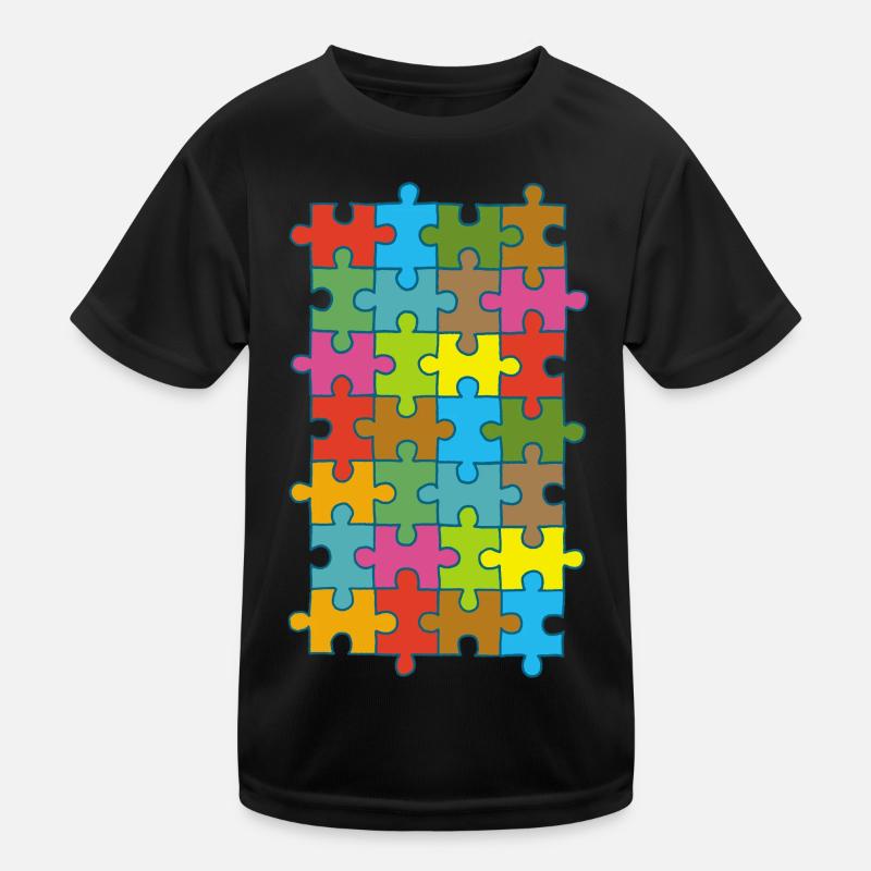 Puzzle multicolore - T-shirt sport Enfant - noir