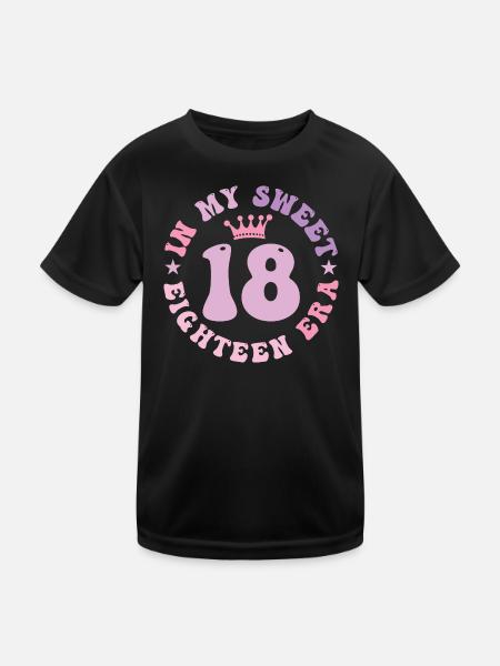 In My Sweet Eighteen Era 18th Birthday Groovy 18th - Kids Functional T-Shirt - black - Front