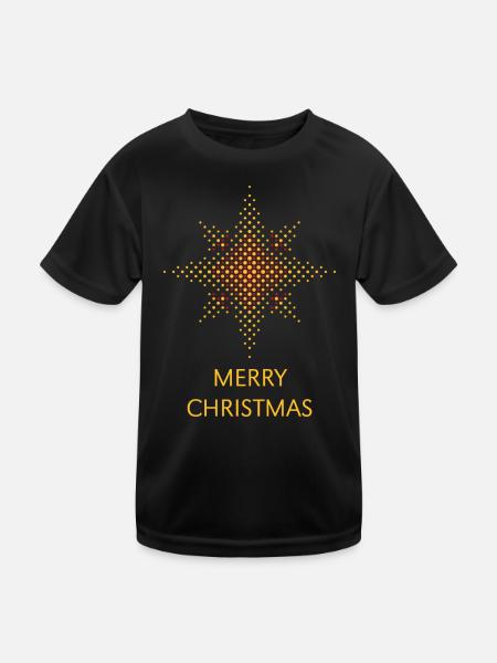 Joyeux Noël (Points de Noël étoiles / Or) - T-shirt sport Enfant - noir - Devant