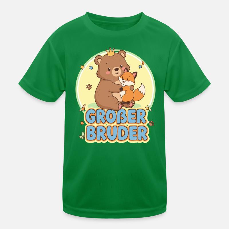 Cute Bear and Fox Sibling Design Kids Functional T-Shirt