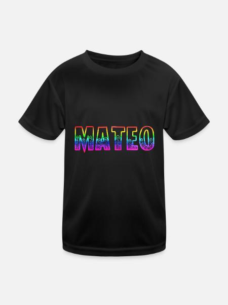 mateo rs regenbogen - Kinder Funktions-T-Shirt - Schwarz - Vorne