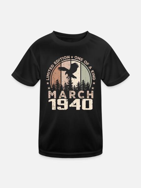 Incomparable since March 1940, 84th Anniversary - Kids Functional T-Shirt - black - Front