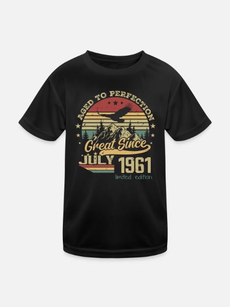 63 years old Aged to perfection born in July 1961 - Kids Functional T-Shirt - black - Front