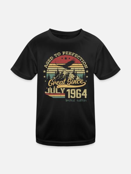 60 years old Aged to perfection born in July 1964 - Kids Functional T-Shirt - black - Front