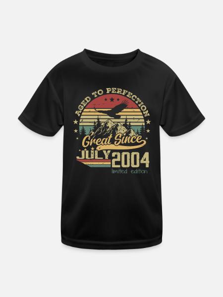 20 years Old Aged to Perfection born in July 2004 - Kids Functional T-Shirt - black - Front