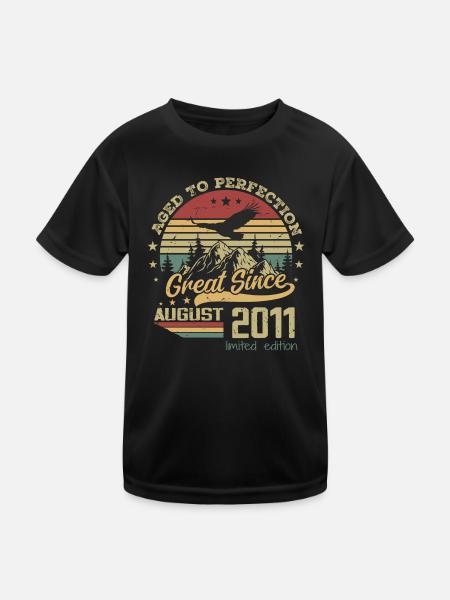 13 years Old Aged to Perfection born in August 2011 - Kids Functional T-Shirt - black - Front