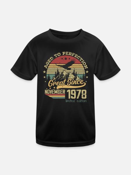 46 years Old Aged to Perfection born: November 1978 - Kids Functional T-Shirt - black - Front