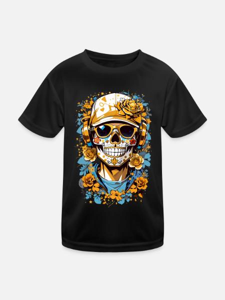 Sugar Skull - Kids Functional T-Shirt - black - Front