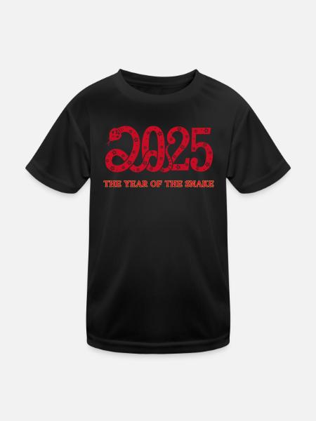 The Year Of The Snake 2025 - Chinesisches Jahr - Kinder Funktions-T-Shirt - Schwarz - Vorne
