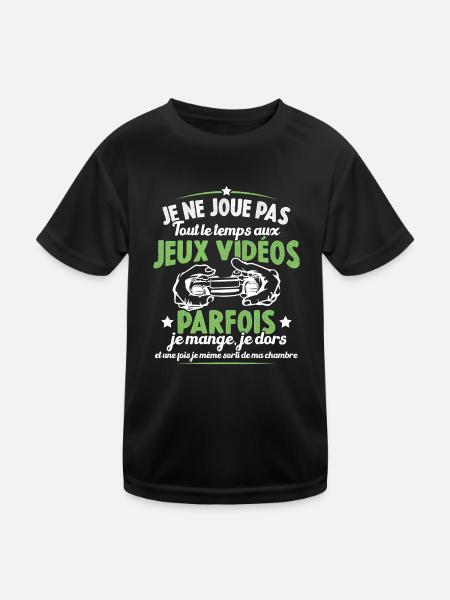 Je ne joue pas tout le temps aux jeux vidéos - T-shirt sport Enfant - noir - Devant