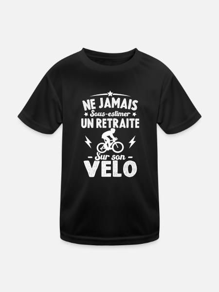 Un Retraité Sur Son Vélo Humour Retraite Cycliste - T-shirt sport Enfant - noir - Devant