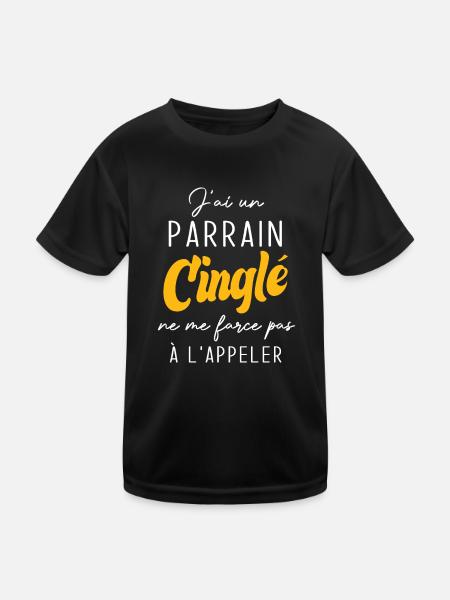 j'ai un parrain cinglé ne me force pas a l'appeler - T-shirt sport Enfant - noir - Devant