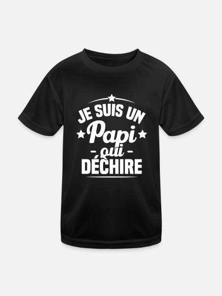 Je suis un papi qui déchire - T-shirt sport Enfant - noir - Devant