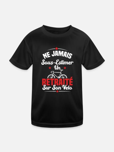 Un Retraité Sur Son Vélo Humour Retraite Cycliste - T-shirt sport Enfant - noir - Devant