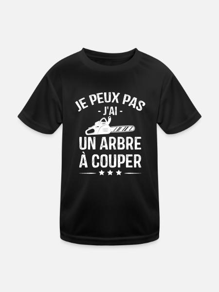 Je Peux Pas J'ai Un Arbre à Couper - T-shirt sport Enfant - noir - Devant