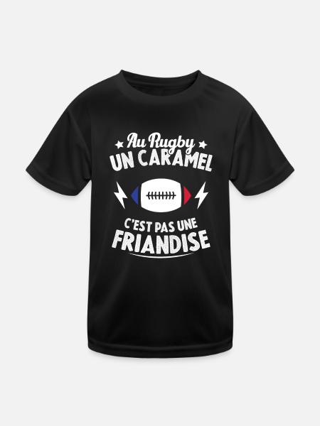 Au Rugby Un Caramel C'est Pas Une Friandise - T-shirt sport Enfant - noir - Devant