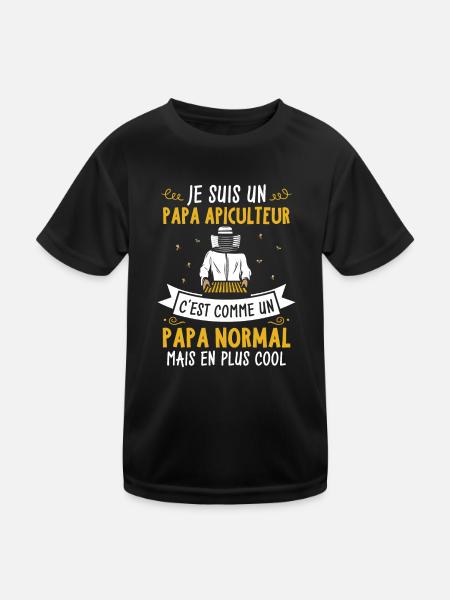 Papa apiculteur c'est comme Papa normal - T-shirt sport Enfant - noir - Devant