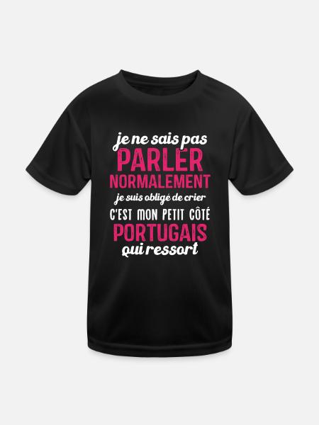 C'est mon petit côté portugais qui ressort - T-shirt sport Enfant - noir - Devant
