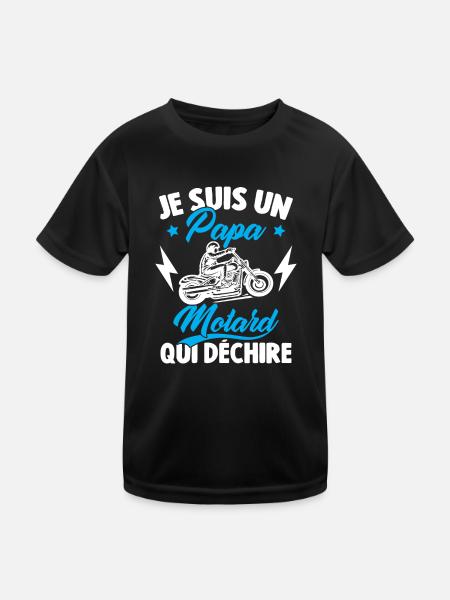 Je Suis Un Papa Motard Qui Déchire - T-shirt sport Enfant - noir - Devant