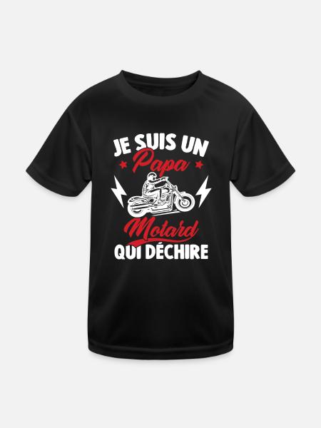 Je Suis Un Papa Motard Qui Déchire - T-shirt sport Enfant - noir - Devant
