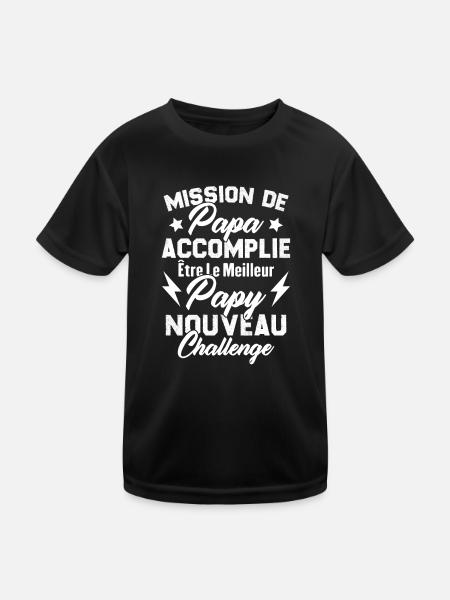 Mission papa accomplie être papy nouveau challenge - T-shirt sport Enfant - noir - Devant