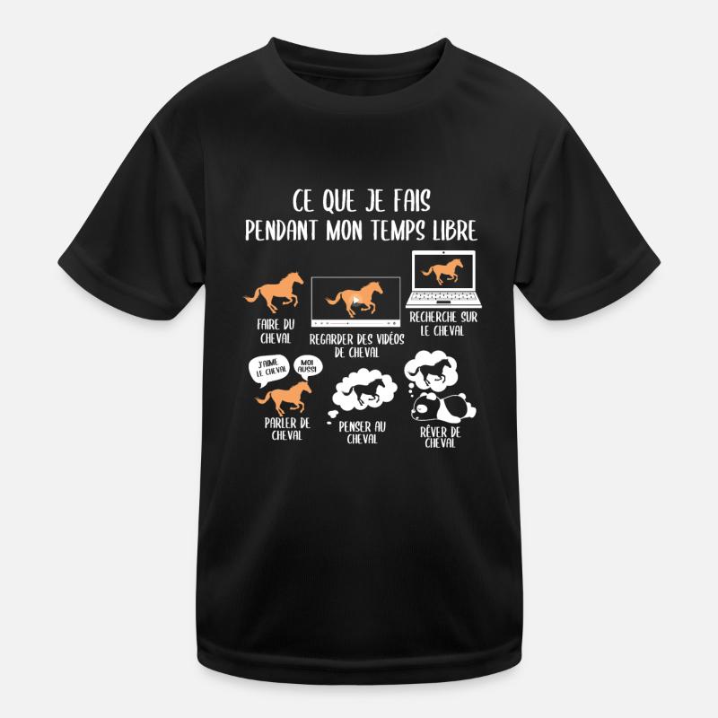 Ce que je fais pendant mon temps libre cheval - T-shirt sport Enfant - noir