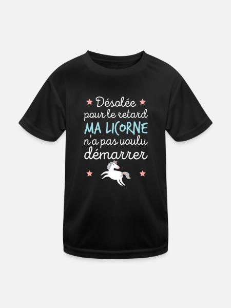 Ma licorne n'a pas voulu démarrer Cadeau femme - T-shirt sport Enfant - noir - Devant