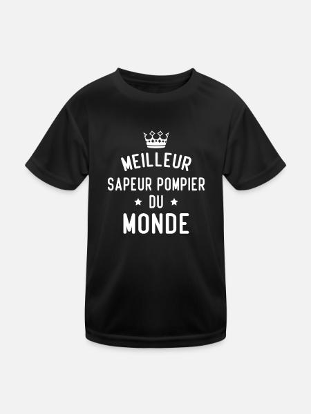 Cadeau Meilleur sapeur pompier du monde - T-shirt sport Enfant - noir - Devant
