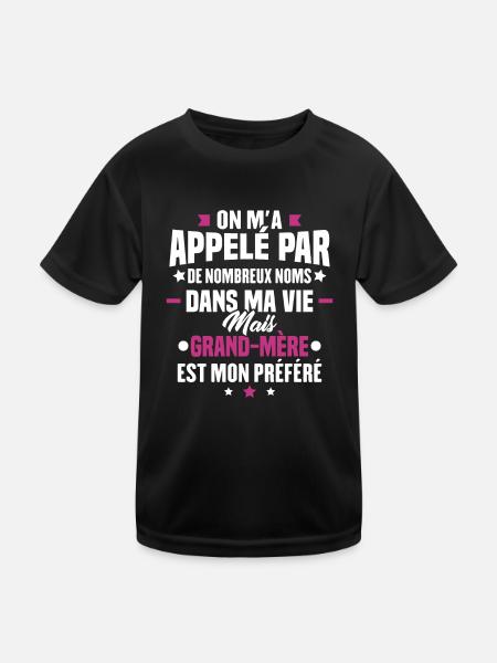 Nom grand-mere mon préféré, Cadeau grand-mère - T-shirt sport Enfant - noir - Devant
