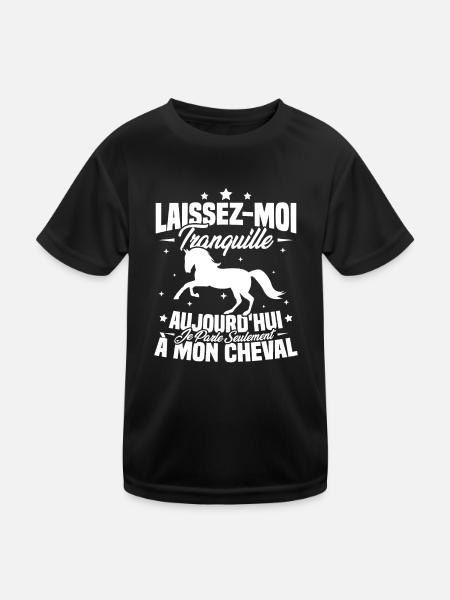 Cadeau aujourd'hui je parle seulement à mon cheval - T-shirt sport Enfant - noir - Devant