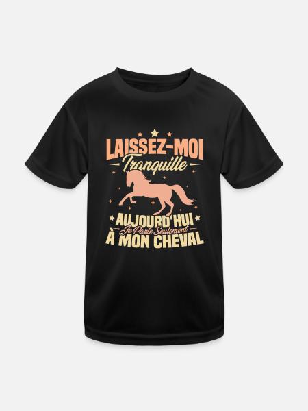 Cadeau aujourd'hui je parle seulement à mon cheval - T-shirt sport Enfant - noir - Devant