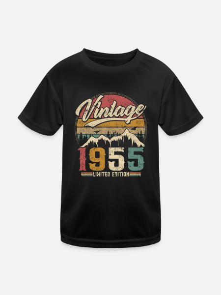 Vintage 1955 Limited Edition Geburtstagsgeschenk - Kinder Funktions-T-Shirt - Schwarz - Vorne