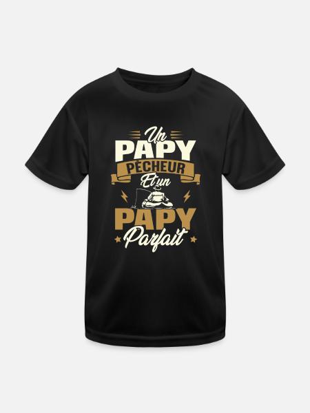 Un papy pêcheur est un papy parfait - T-shirt sport Enfant - noir - Devant