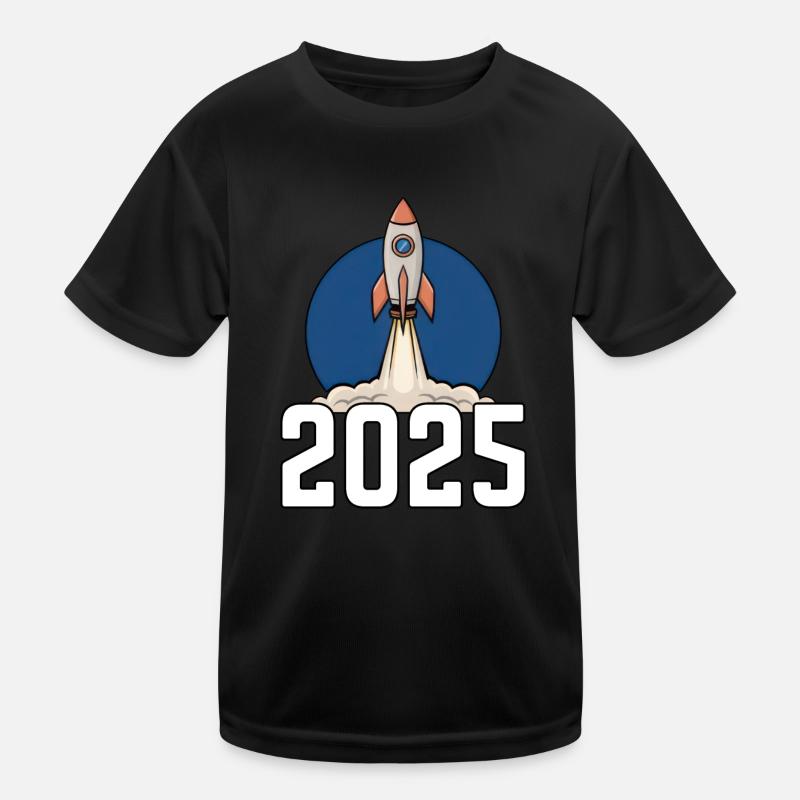 Cartoon Rakete 2025 Kinder Funktions-T-Shirt