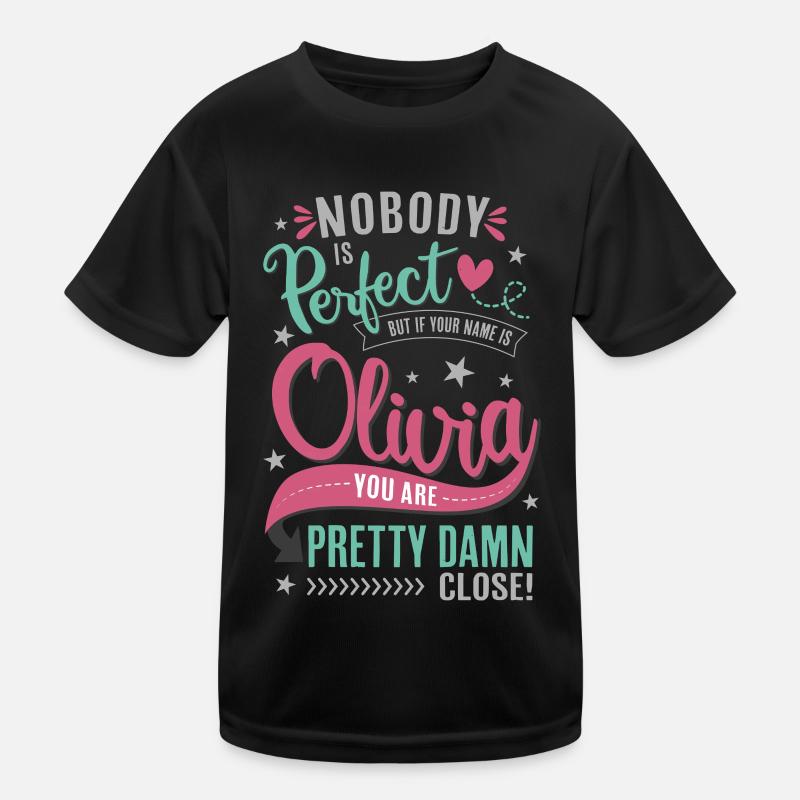 Olivia nome - nessuno è perfetto - onomastico oliv Maglietta sportiva per bambini