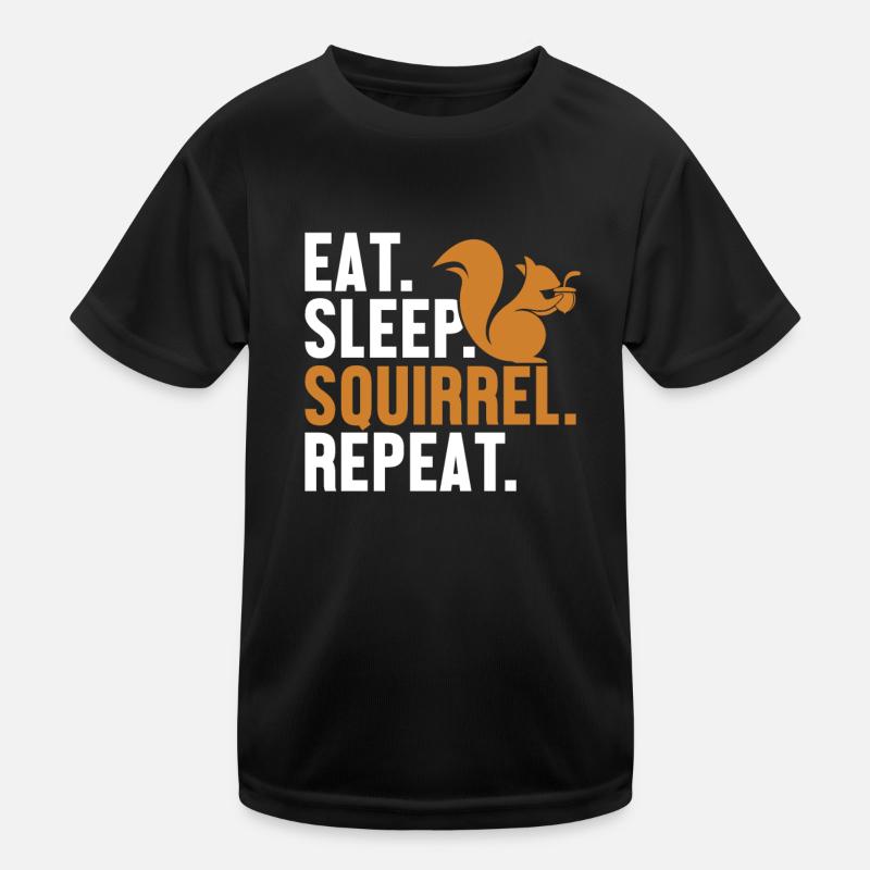 Eat Sleep Squirrel Repeat Fox Eastern Gray - Kids Functional T-Shirt - black