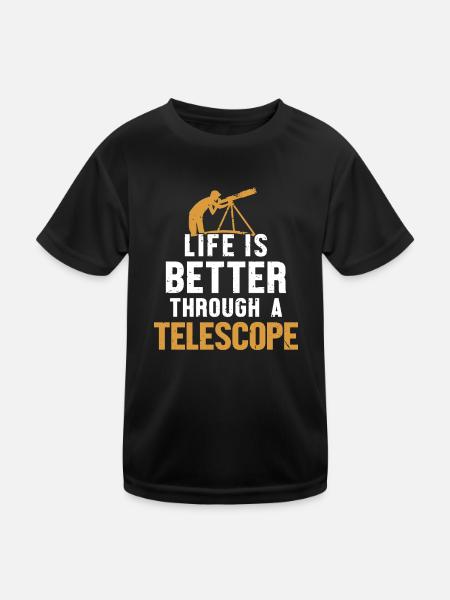 La vie est meilleure grâce à un cosmologiste de télescope - T-shirt sport Enfant - noir - Devant
