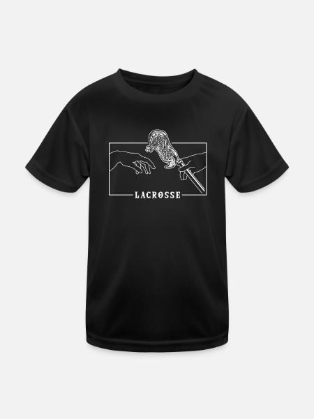 Michelangelo Creation of Adam Lacrosse Lax - Kinder Funktions-T-Shirt - Schwarz - Vorne