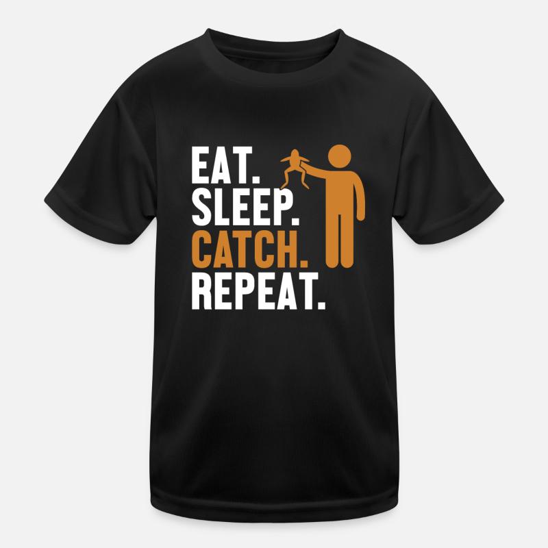 Eat Sleep Catch Repeat Kaulquappe Laubfrosch Kinder Funktions-T-Shirt