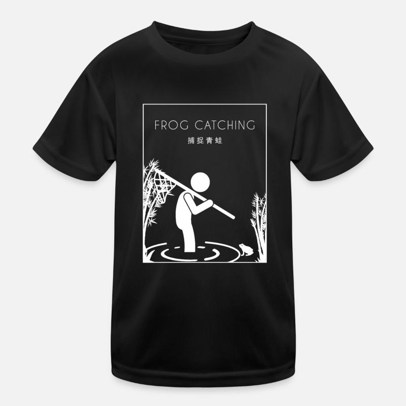 Frog Catching Chinese Hanzi Tadpole Toad Kids Functional T-Shirt