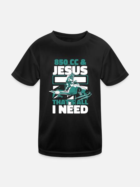 850 CC And Jesus That's All I Need Snowmobile - Kinder Funktions-T-Shirt - Schwarz - Vorne