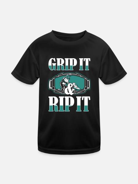 Grip It And Rip It Schneemotorrad Snowmobile - Kinder Funktions-T-Shirt - Schwarz - Vorne