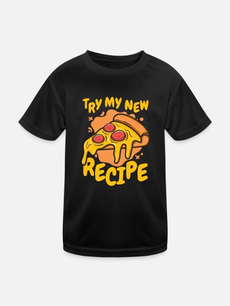 Try My New Recipe Pizza Pizza Tray Pizza Oven - Kids Functional T-Shirt - black - Front