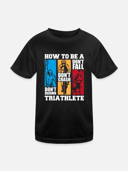 How To Be A Triathlete Triathlonrad Triathlet - Kinder Funktions-T-Shirt - Schwarz - Vorne