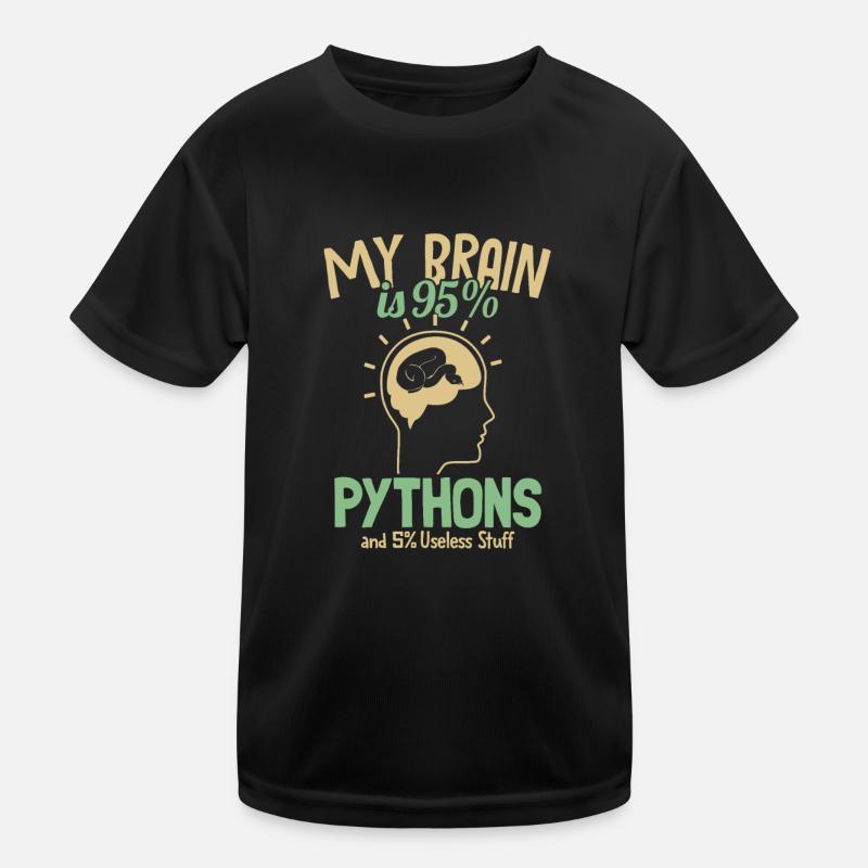 My Brain is 95% Pythons Python Snake Banana Kids Functional T-Shirt