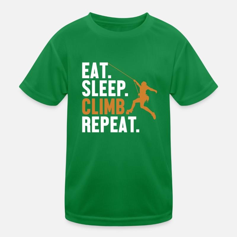 Eat Sleep Climb Repeat Alpine Climbing Kids Functional T-Shirt