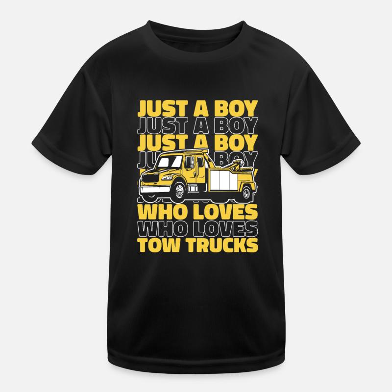 A Boy Who Loves Tow Trucks Abschlepper Fahrer Kinder Funktions-T-Shirt