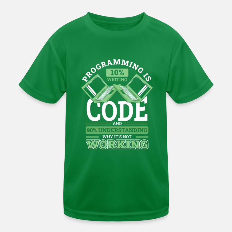 Programming 10% Writing 90% Not Working Coder Kids Functional T-Shirt
