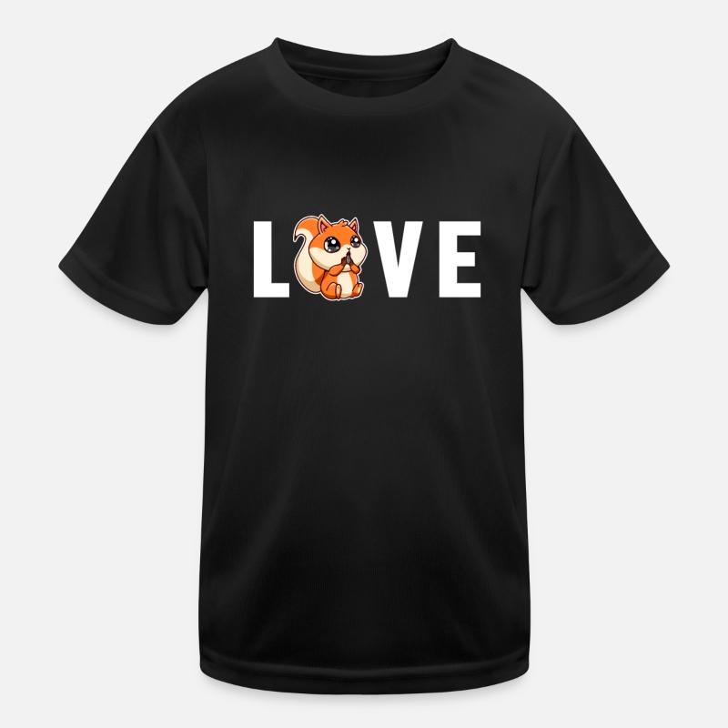 Love Fox Squirrel Grey Squirrel Kids Functional T-Shirt